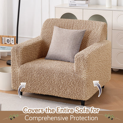 Italian Belissia Luxe Series' Super Stretchable Microfiber 1/2/3 Seater Sofa Cover, Latte Beige