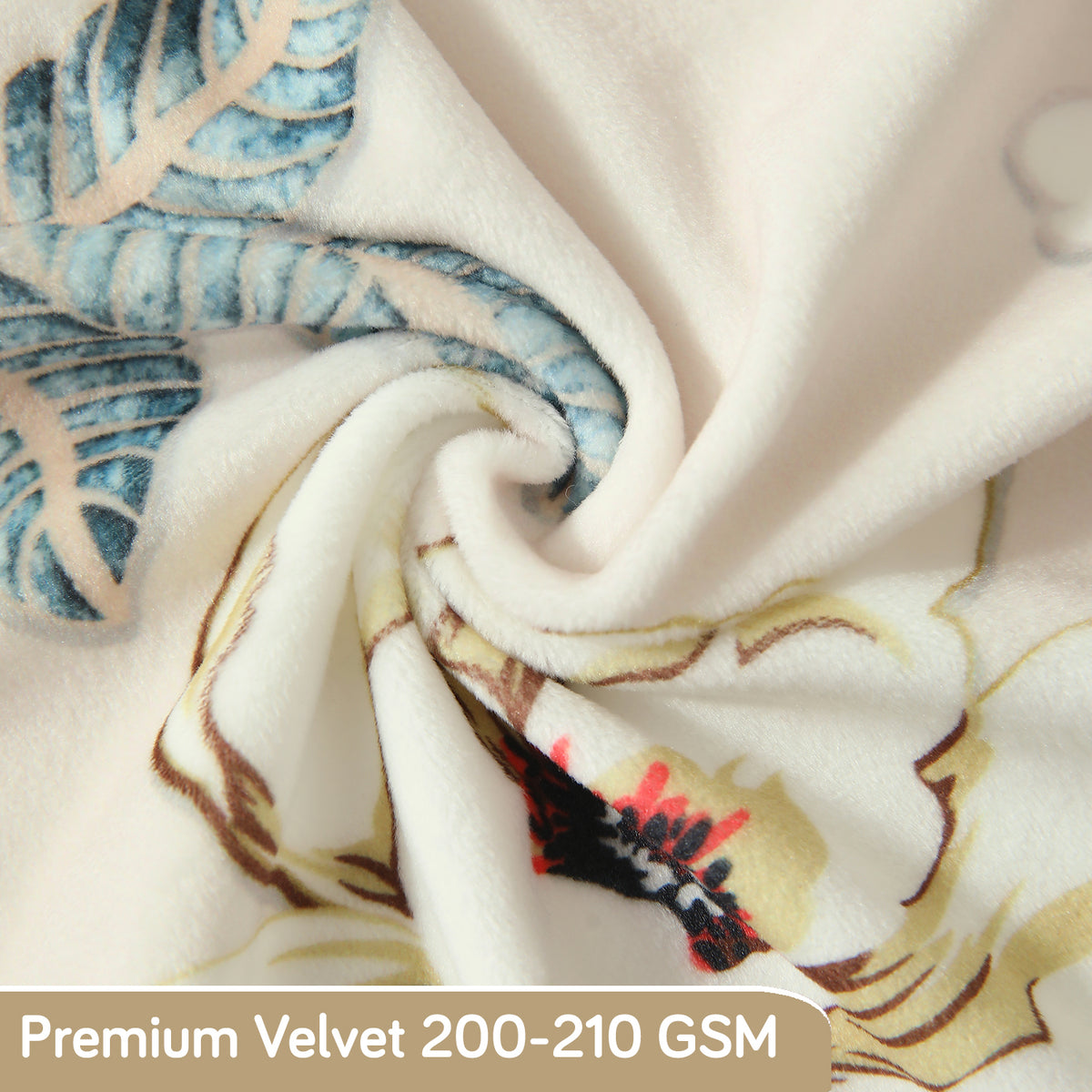 Premium Printed Velvet Dining Chair Cover Set, Buttercream Magnolia Whisper