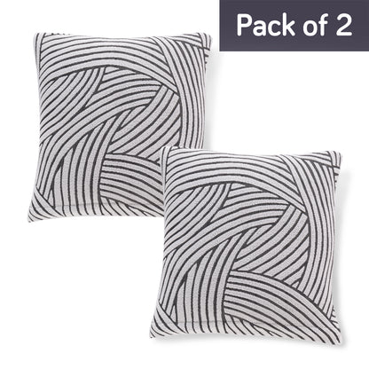 'WaveLine Series' Jacquard Cushion Cover Set of 2, Classic White