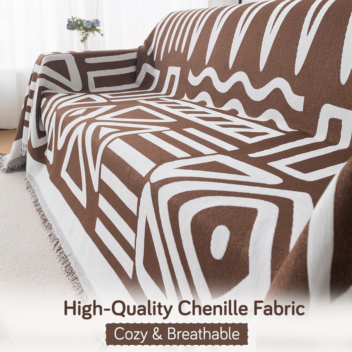 High Quality Chenille Fabric, Cozy & Breathable Sofa Throw - HOKIPO