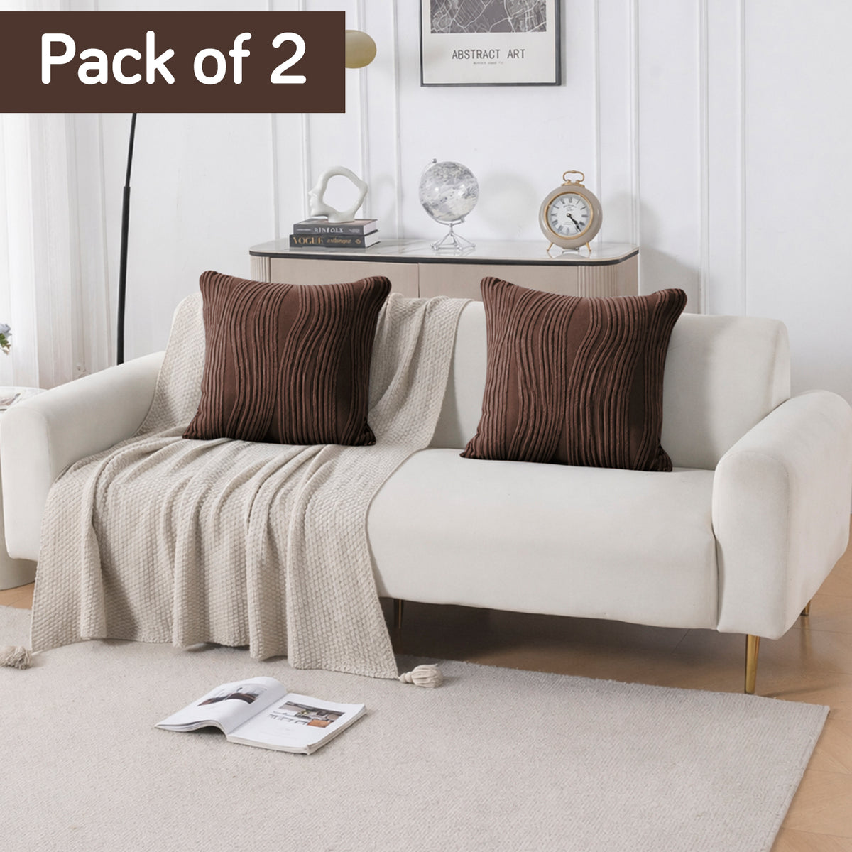 Nestiva Series Premium Knitting Jacquard Sofa Cushion Cover - Chocolate Brown