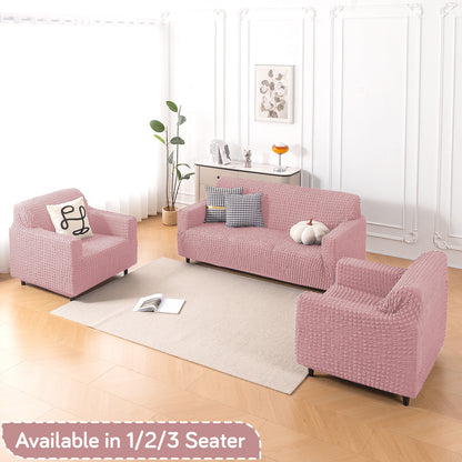 Aria Nova Elastic 280 GSM Stretchable Bubble Sofa Cover, Tea Rose Pink