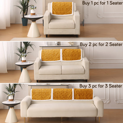 'Italian Caelora' Luxury Jacquard Plush Anti-Slip Sofa Cover Mat - Honey Yellow
