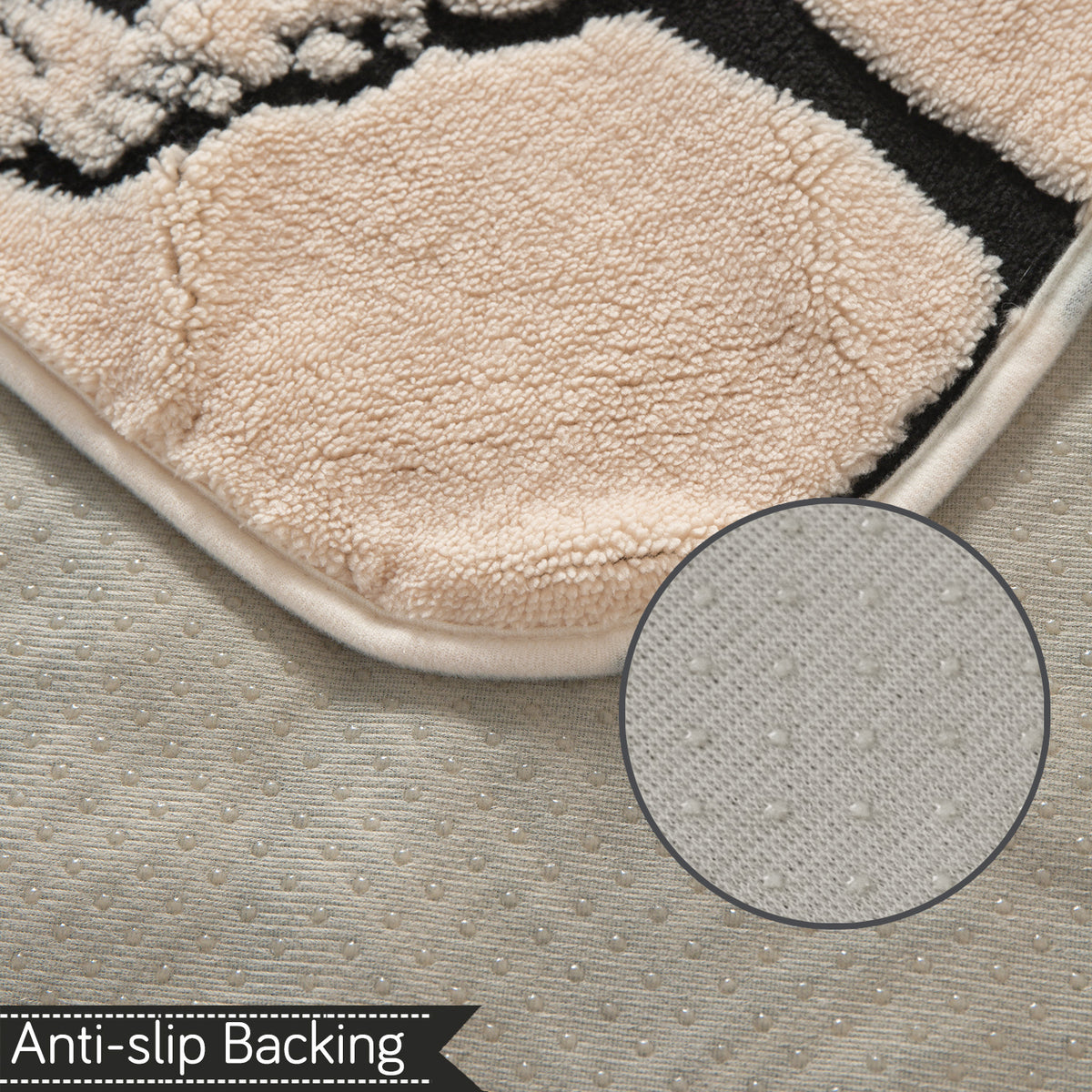 Luxury Plush Sherpa Anti Slip Combination Sofa Mat, 'Noirea Series'|Botanical Leaf