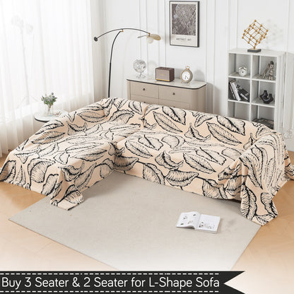 Buy Botanical Leaf Design Noirea Series Plush Sherpa Sofa Throw for L-shape Sofas - 3 & 2 Seater Sofa Sets | HOKIPO