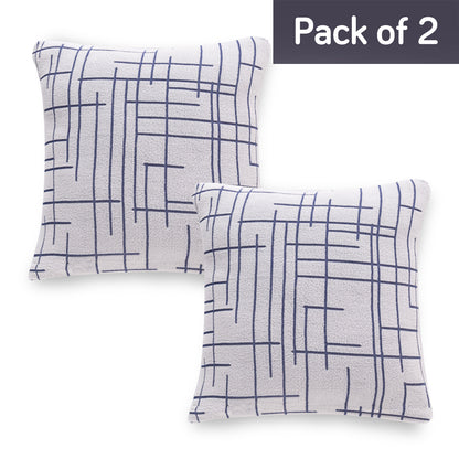 'Crossline Series' Jacquard Cushion Cover Set of 2, Navy Blue