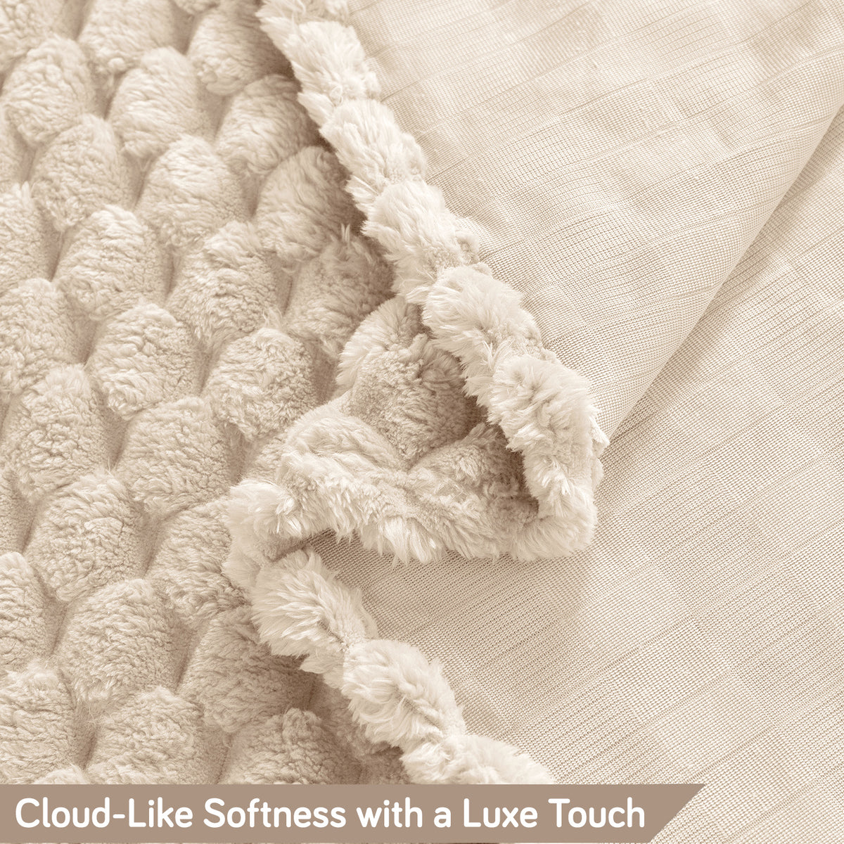 'BunnySoft Series' Plush Sofa Cover Throw for Sofa Seat & Back, Cream