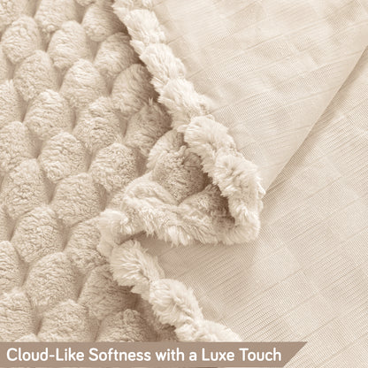 'BunnySoft Series' Plush Sofa Cover Throw for Sofa Seat & Back, Cream