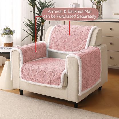 'Italian Caelora' Luxury Jacquard Plush Anti-Slip Sofa Cover Mat - Misty Rose