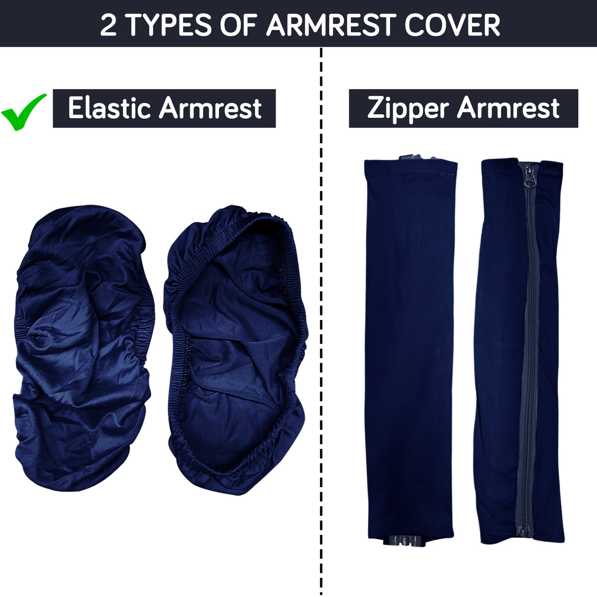 140gsm Armrest Covers for Office Chair (Elastic Style), 1 Pair, Navy Blue