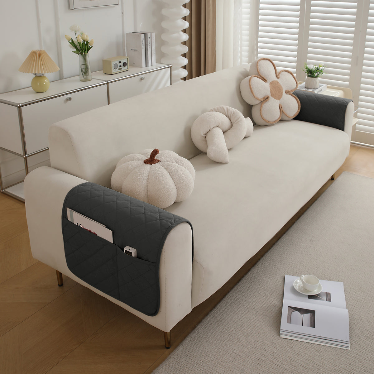 Drylin Quilted Sofa Cover Mat, Grey
