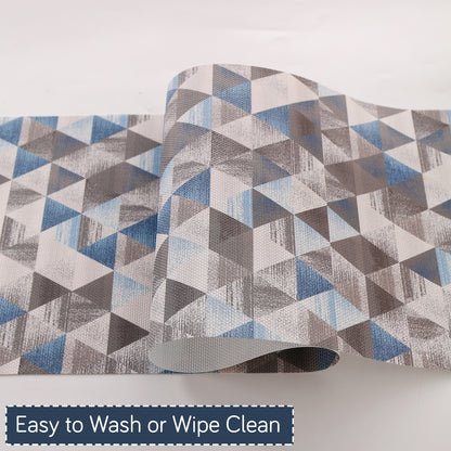 Color Splash PVC Mats for Dining Table, Geo Triangles - Slate Blue