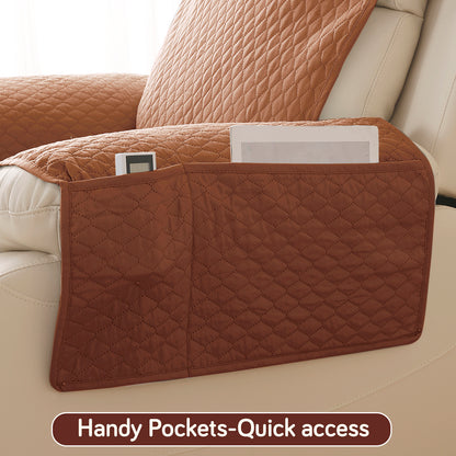 Quilted Recliner Mats for 1 Seater Recliner Sofa, Brown