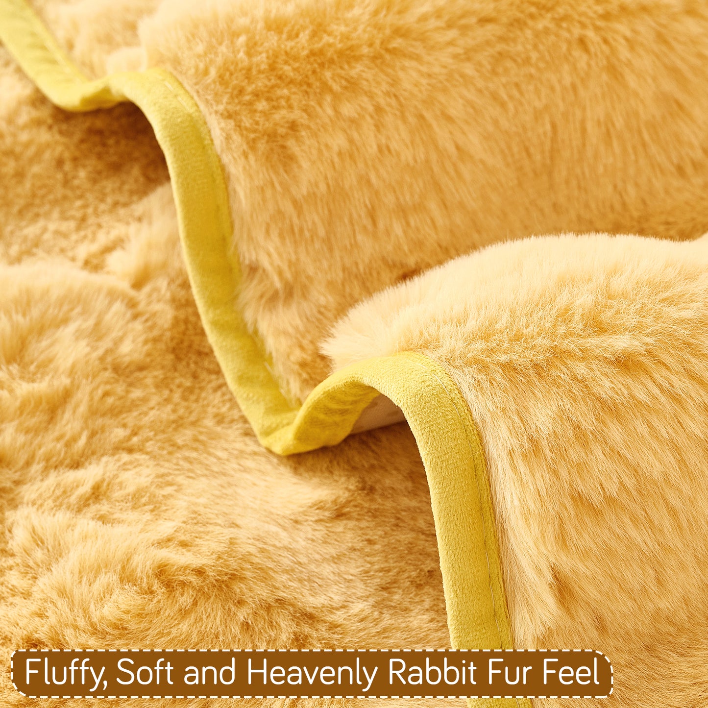 'FurHug' Premium Faux Rabbit Fur Sofa Seat Mats, Honey Yellow