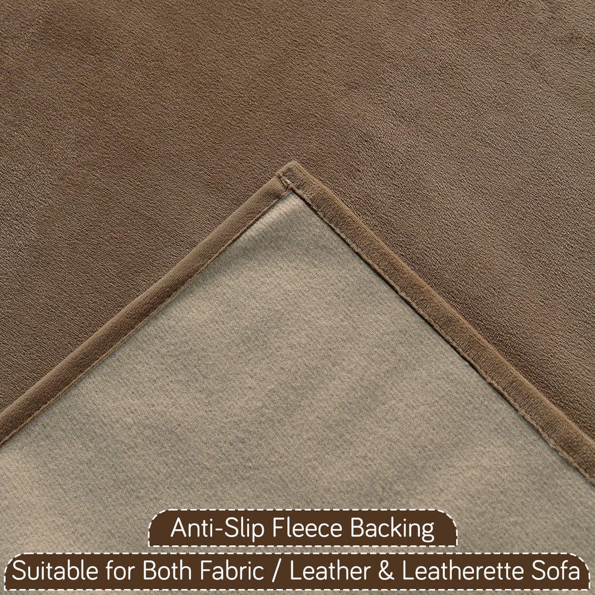 Tassel Tone Holland Velvet Sofa Cover Mat, Warm Taupe