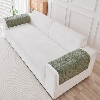 'Italian Caelora' Luxury Jacquard Plush Sofa Cover Mat and Anti-Slip Armrest Covers - Sage Green
