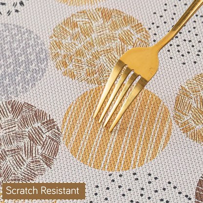 Color Splash PVC Mats for Dining Table, Abstract Circles - Olive Brown