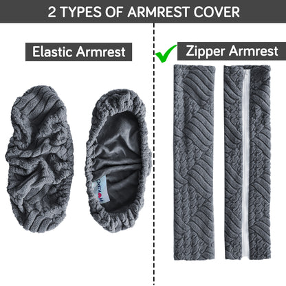 170gsm Jacquard Armrest Covers for Office Chair (Zipper Style), 1 Pair, Dark Grey