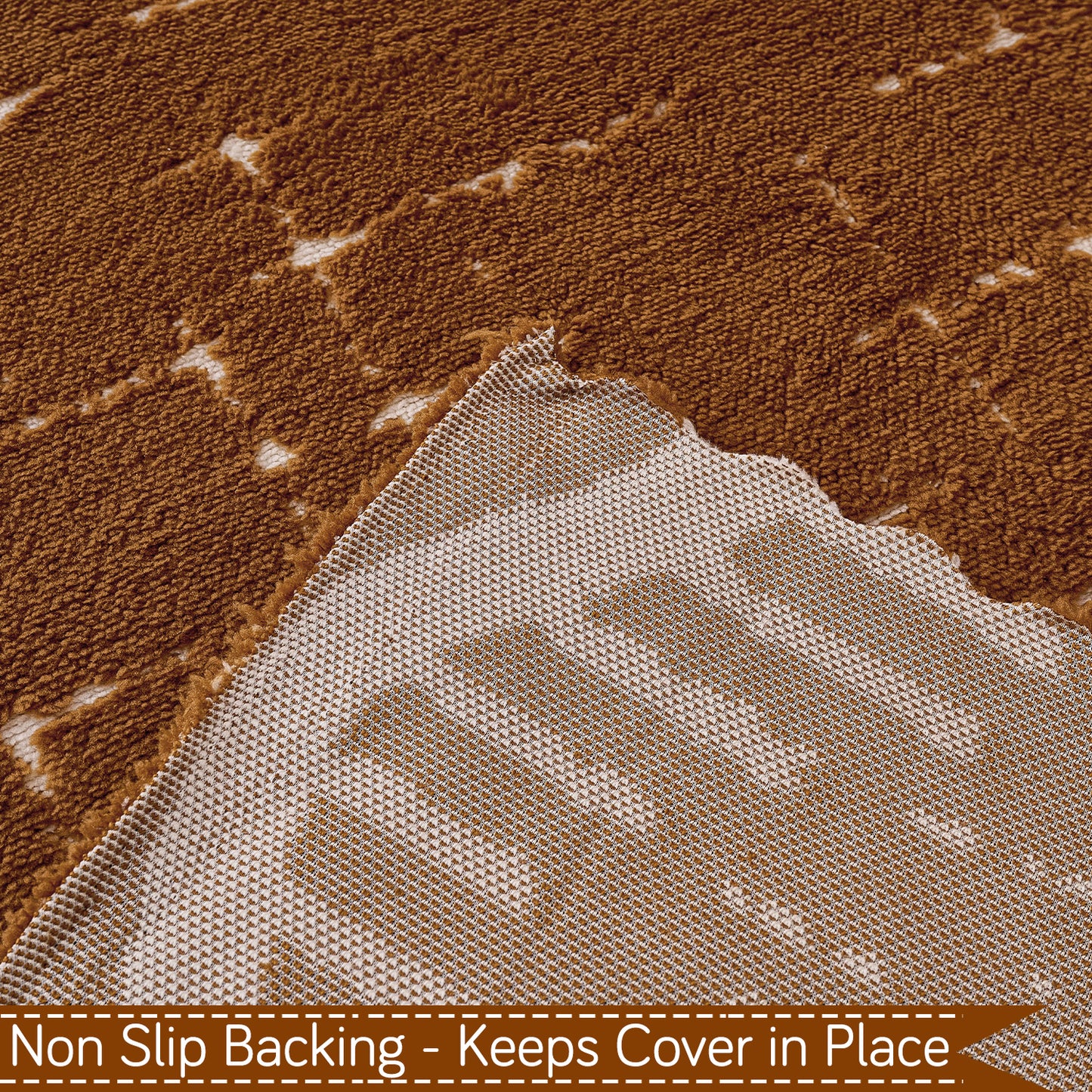 Buy Brown Colour Supple Soft Wavy Plush Sofa Throw with Non-Slip Backing | HOKIPO
