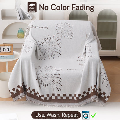 Premium 320 GSM Chenille Sofa Cover Throw All Season 'Serene Abode Series', Brown Dot Burst