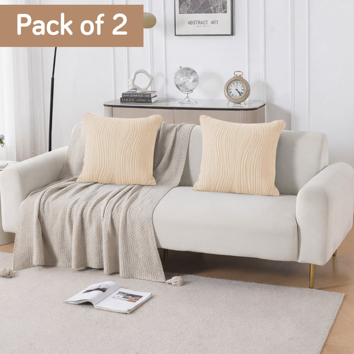 Nestiva Series Premium Knitting Jacquard Sofa Cushion Cover - Skimmed Cream