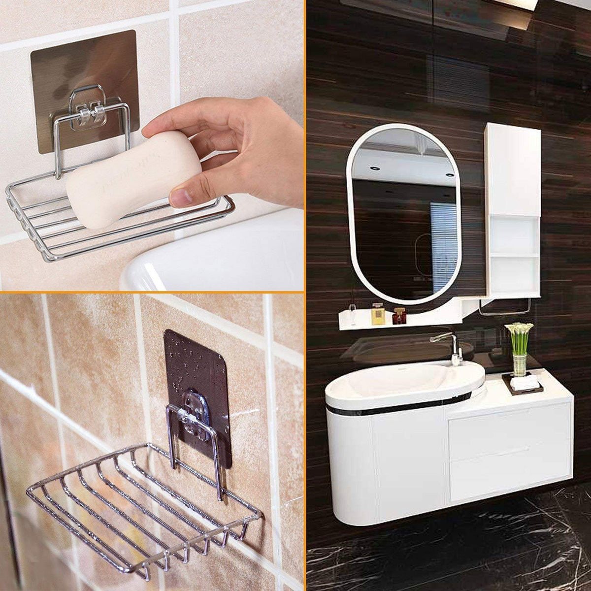 Buy stainless steel soap tray for bathroom and kitchen | HOKIPO