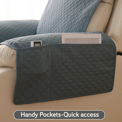 Quilted Recliner Mats for 1 Seater Recliner Sofa, Grey