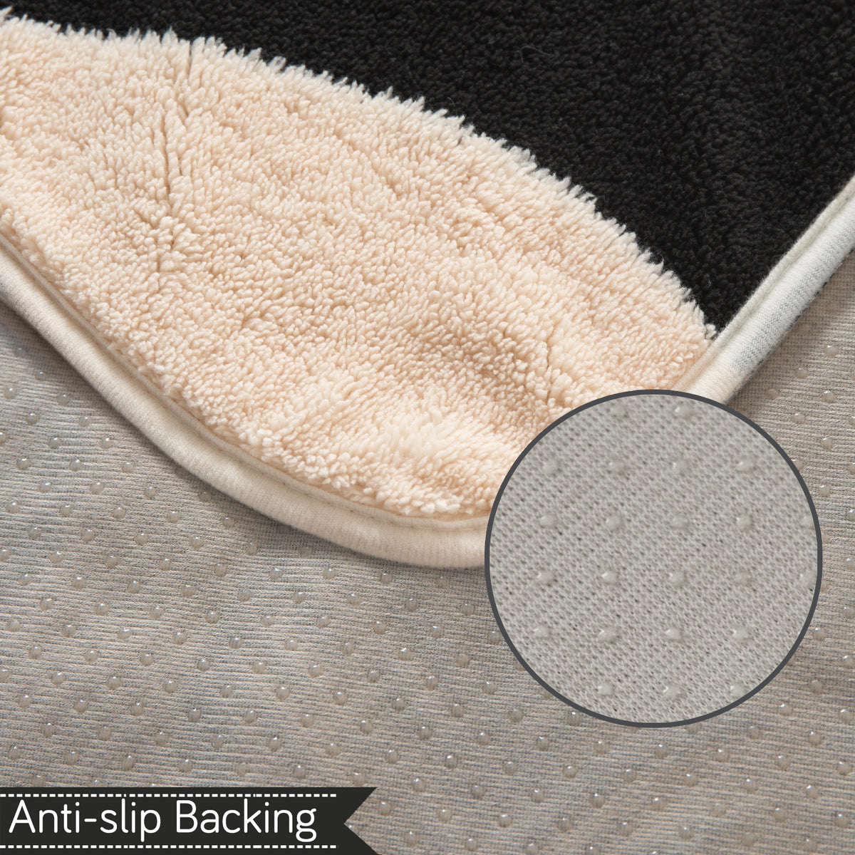 Luxury Plush Sherpa Anti Slip Combination Sofa Mat, 'Noirea Series'|Wavy Stripe