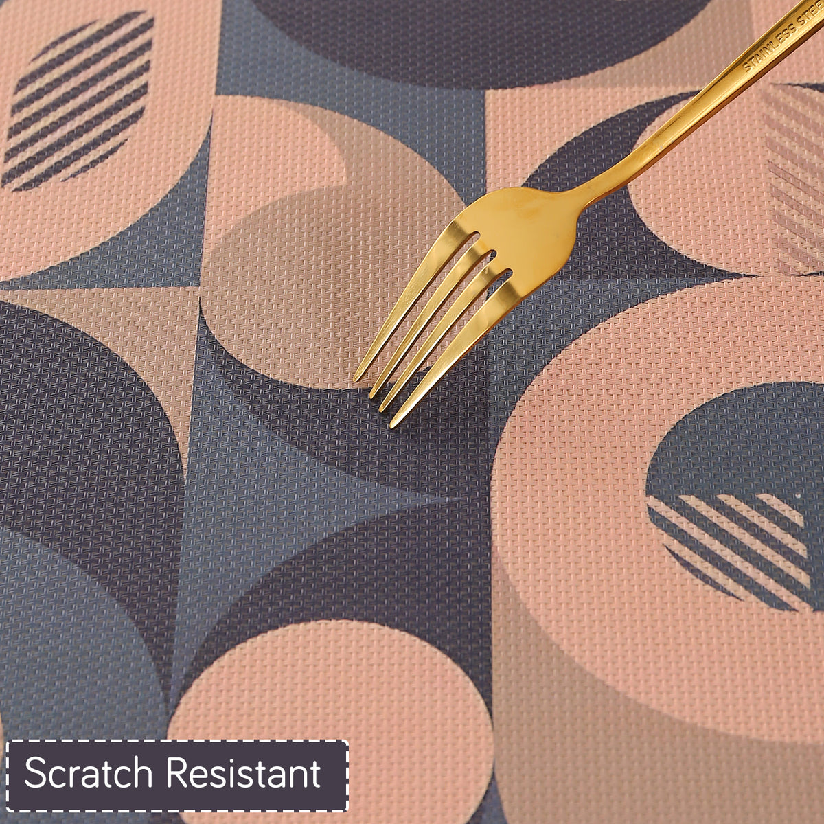 Color Splash PVC Mats for Dining Table, Retro Circles - Tan Brown
