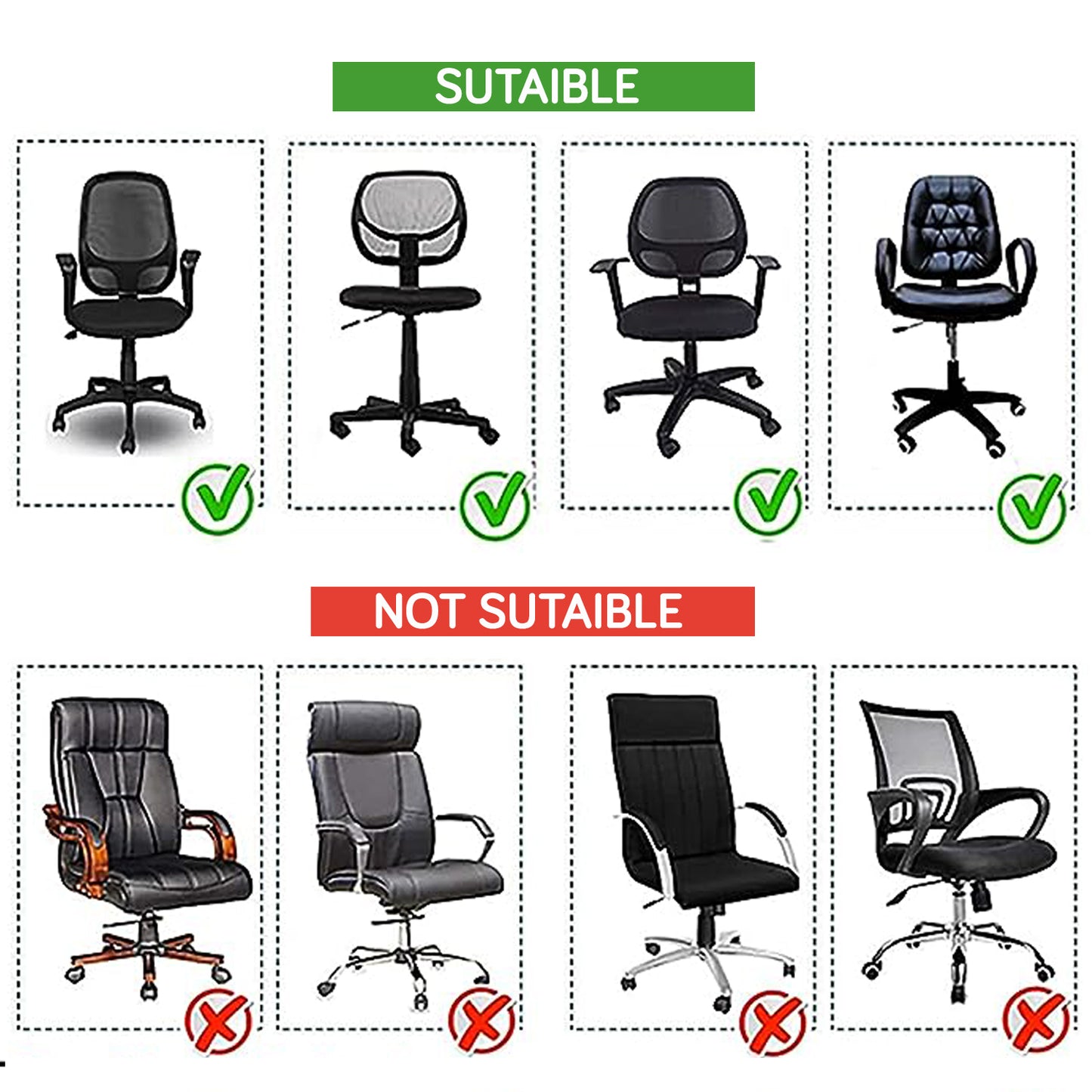 Office Chair Cover for Task Chair – 140 GSM Stretchable Fabric – Washable & Anti-Slip – Fits Small Office Chairs Without Headrest, Grey