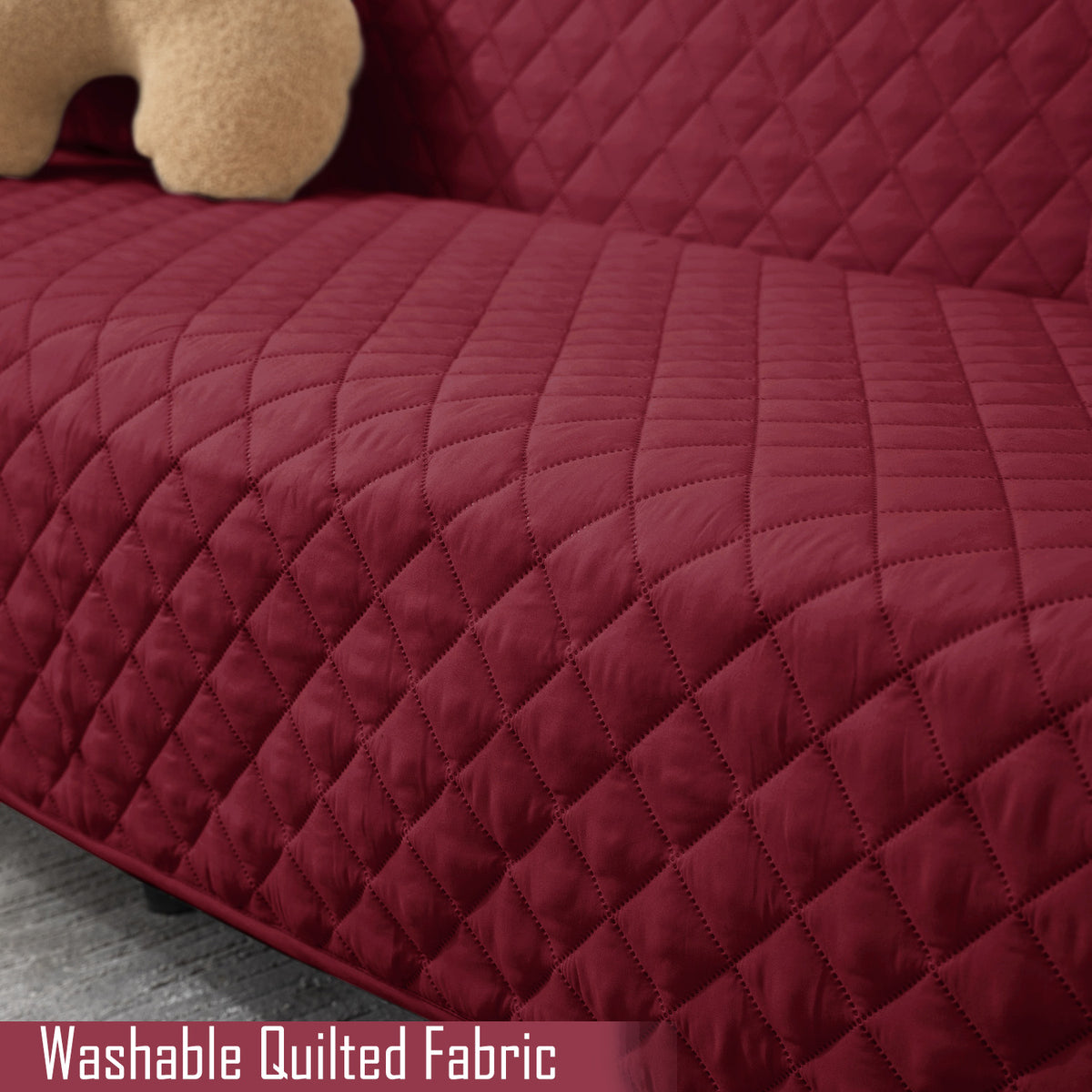 Washable quilted fabric sofa cover