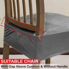 Premium Original Velvet Dining Chair Seat Cushion Cover, Dark Grey