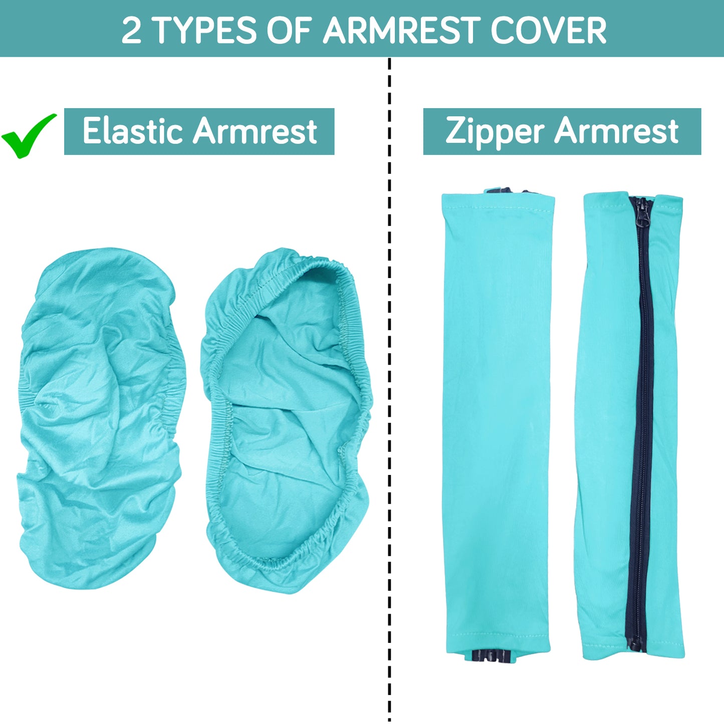 140gsm Armrest Covers for Office Chair (Elastic Style), 1 Pair, Sky Blue
