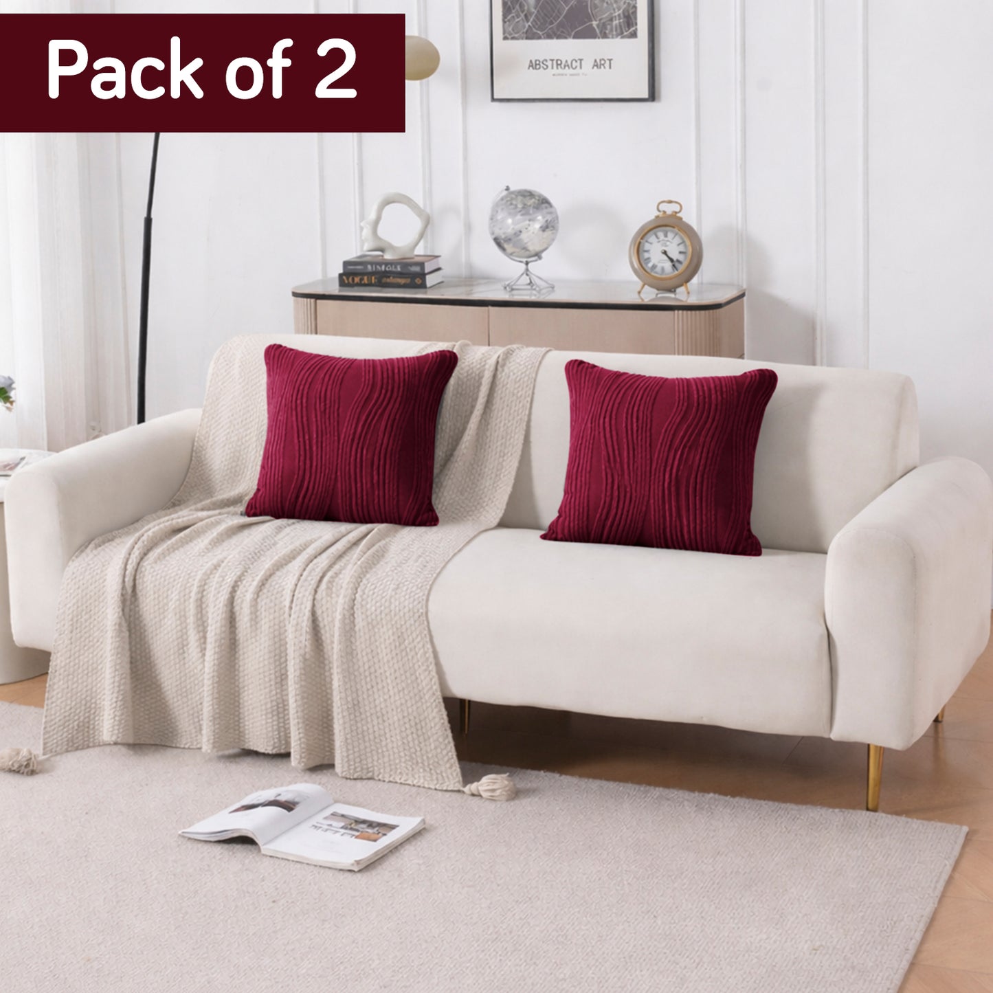 Nestiva Series Premium Knitting Jacquard Sofa Cushion Cover - Burgundy