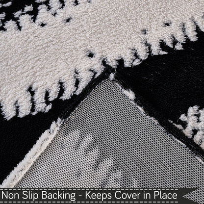 Plush Sofa Cover Throw for Complete Sofa 'Luxury Wavy Plush', Black