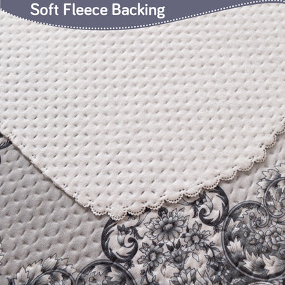 HeavenHue Fleece Soft Touch Quilted Sofa Cover Set Washable Sofa Panel for Seat & Back - Twilight Lace