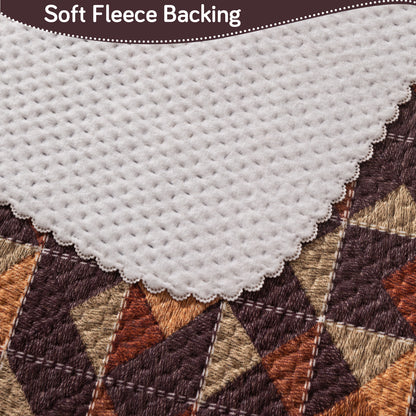HeavenHue Fleece Soft Touch Quilted Sofa Cover Set Washable Sofa Panel for Seat & Back - Rustic Mosaic