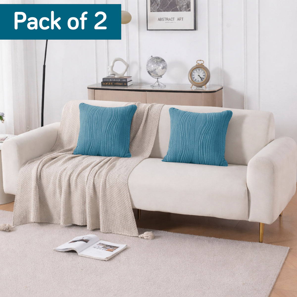 Nestiva Series Premium Knitting Jacquard Sofa Cushion Cover - Sea Blue