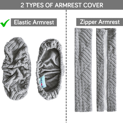 170gsm Jacquard Office Chair Arm Rest Cover (Elastic Style), 1 Pair, Light Grey