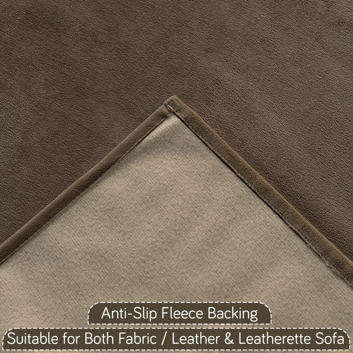 Tassel Tone Holland Velvet Sofa Cover Mat, Coffee Brown