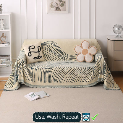 WaveLoom Collection Printed Chenille Sofa Cover Throw, Peacock Green