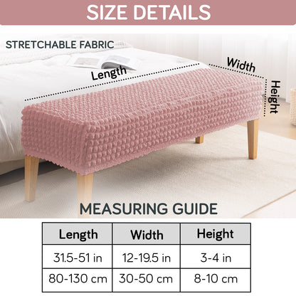 Aria Nova 280 GSM Stretchable Bubble Dining Bench Cover, Tea Rose Pink