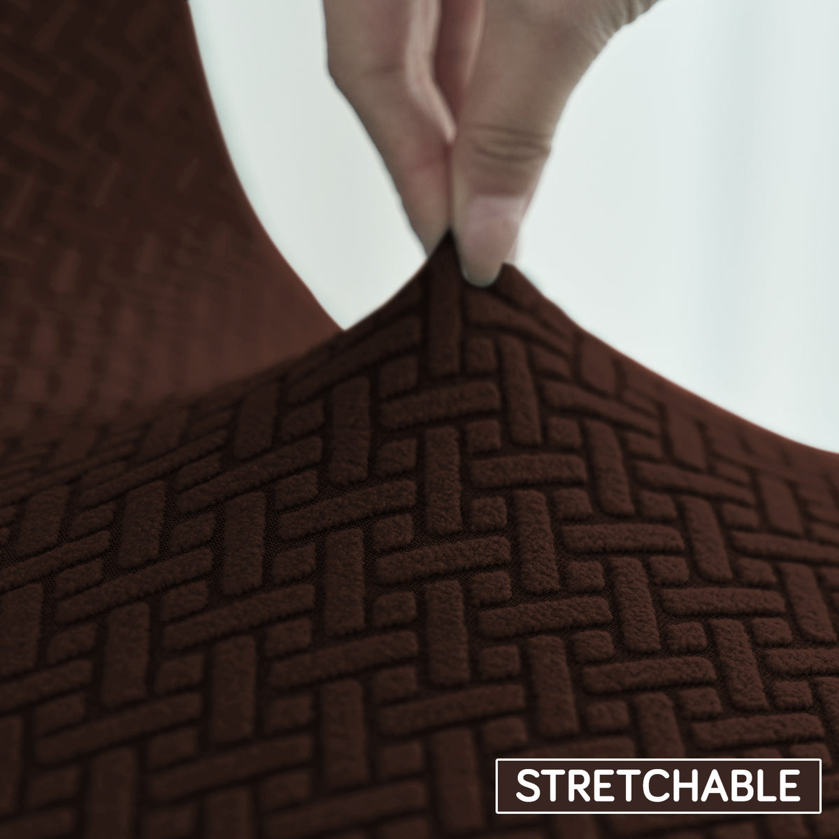 Premium Jacquard Stretchable Tub Chair Cover Slipcover, Chocolate Brown
