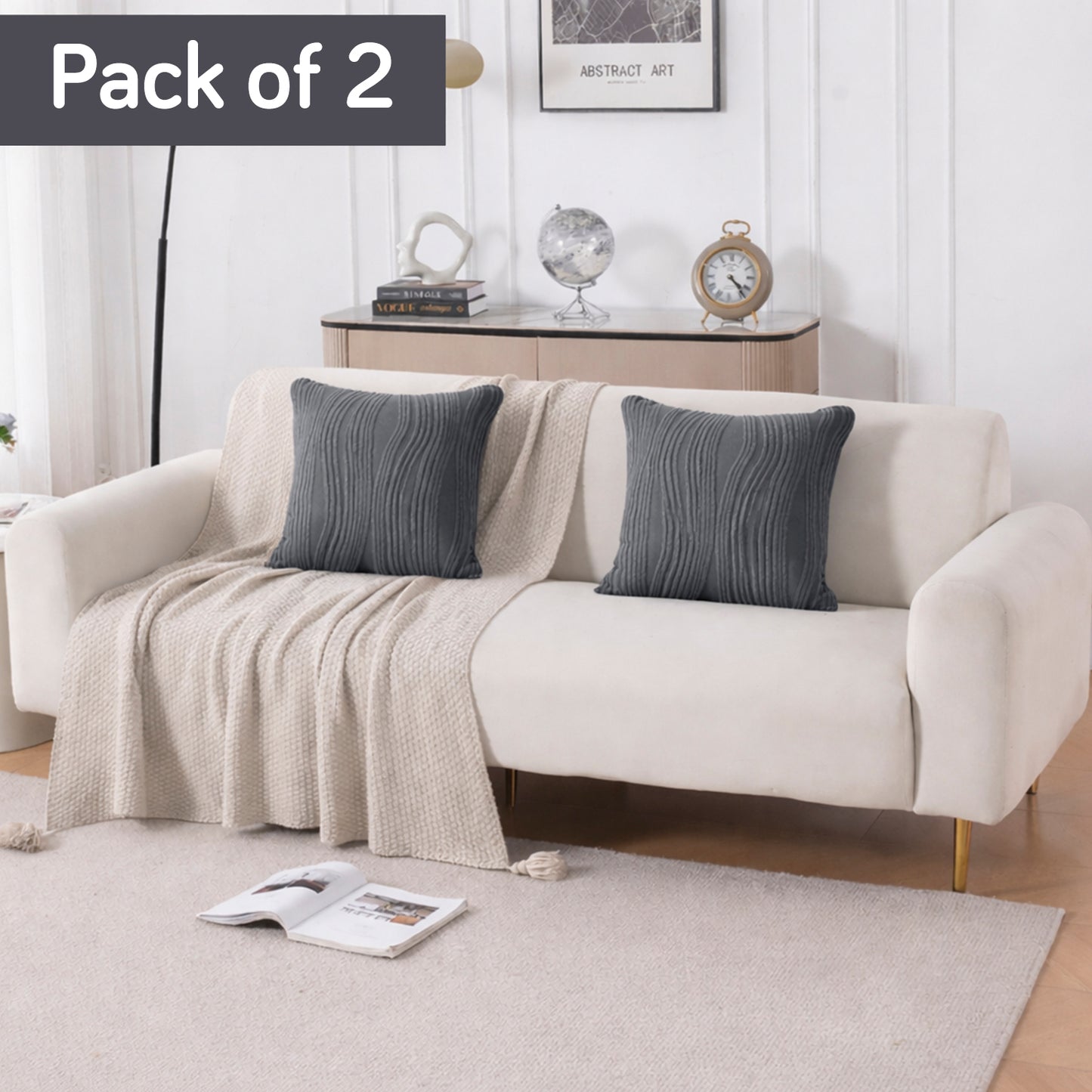 Nestiva Series Premium Knitting Jacquard Sofa Cushion Cover - Porpoise Grey