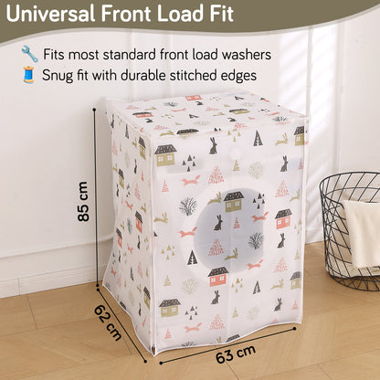 Waterproof Front Load / Top Load Washing Machine Cover | PEVA Dustproof Protective Cover for 6kg, 6.5kg, 7kg & 7.5kg Fully Automatic Machines, Woodland Village