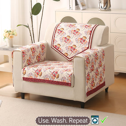 Florentina Series Printed Holland Velvet Sofa Mat - Autumn Cream
