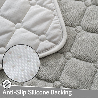Diamond Tuft Plush Sofa Cover Mat, Mist Grey