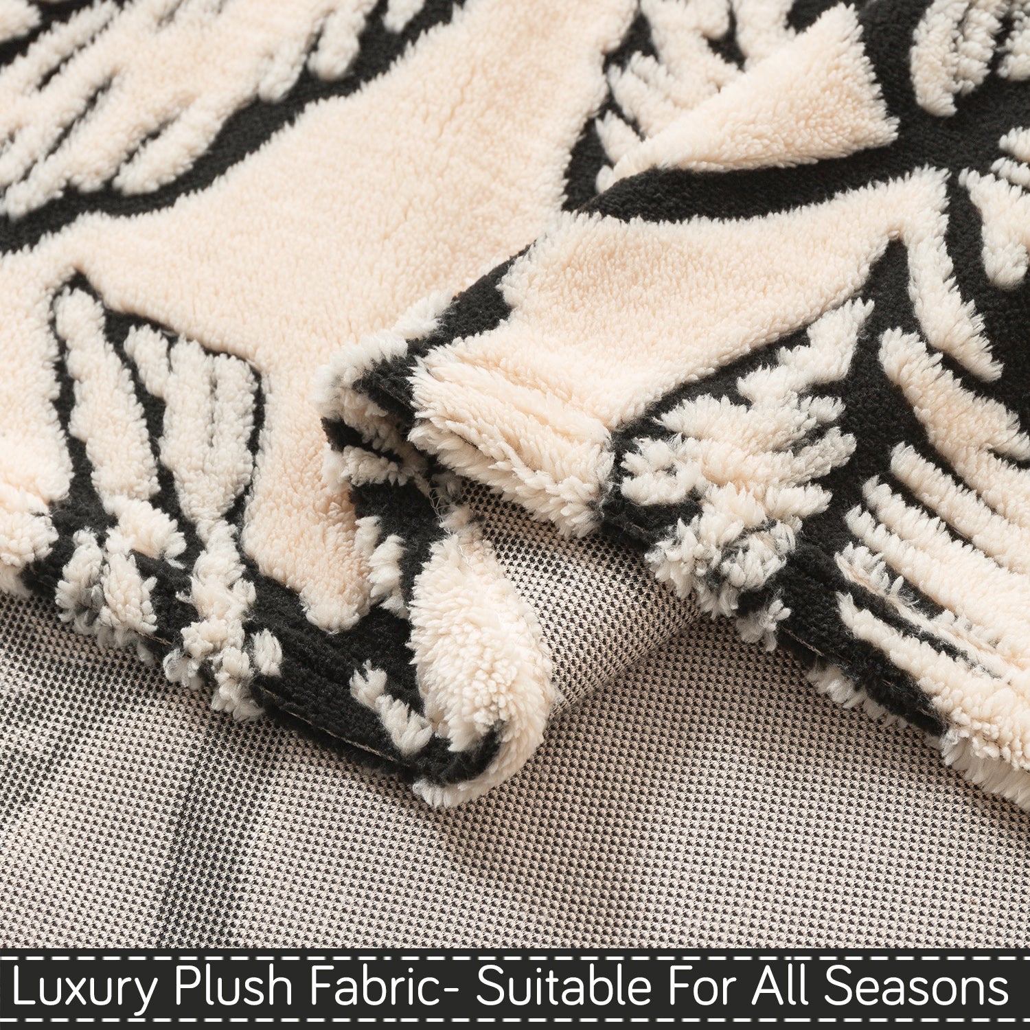 Buy Botanical Leaf Design Noirea Series Luxury Plush Fabric Sofa Throw | HOKIPO