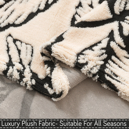 Buy Botanical Leaf Design Noirea Series Luxury Plush Fabric Sofa Throw | HOKIPO