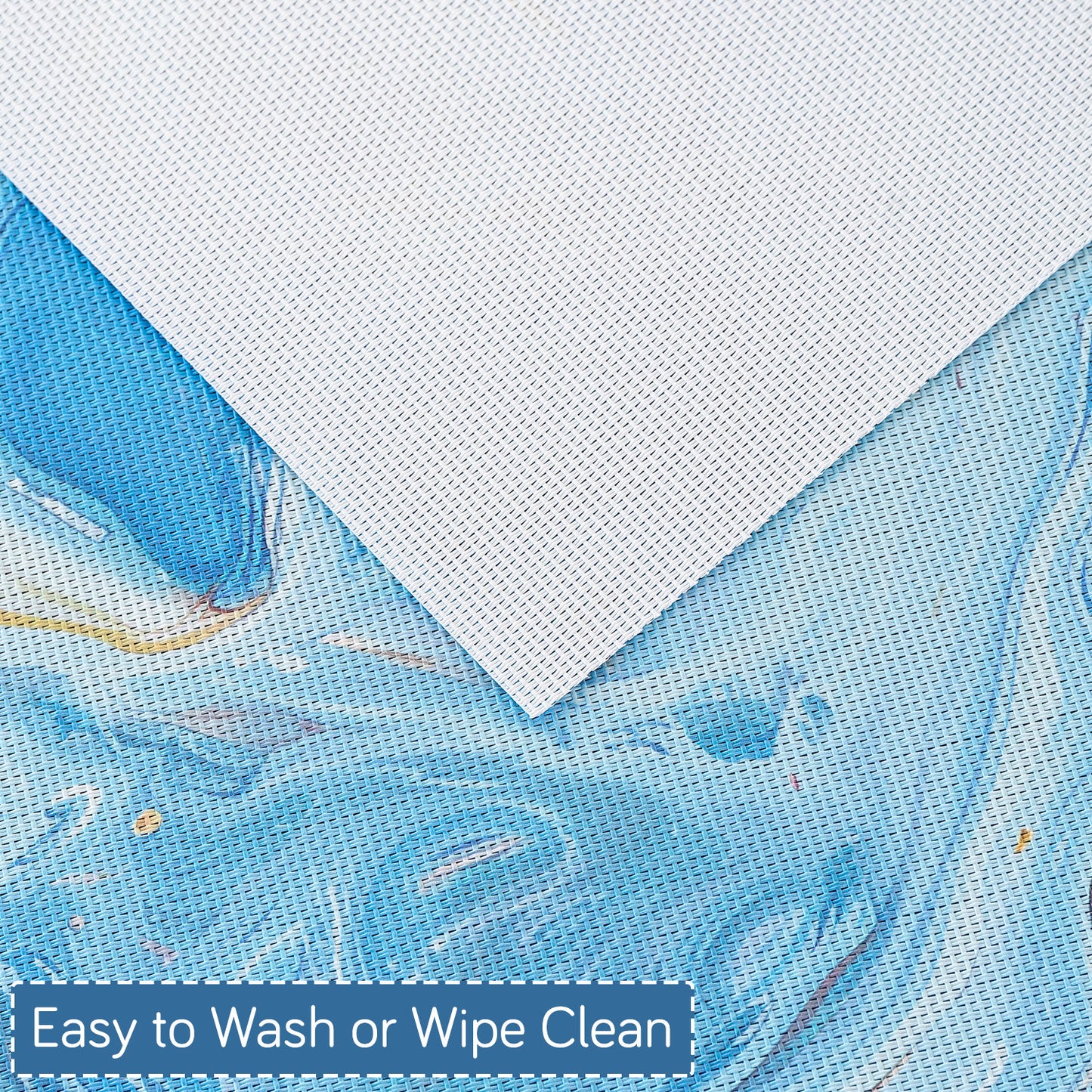 Marble Fusion PVC Mats for Dining Table, Aqua Swirl - Ocean Blue
